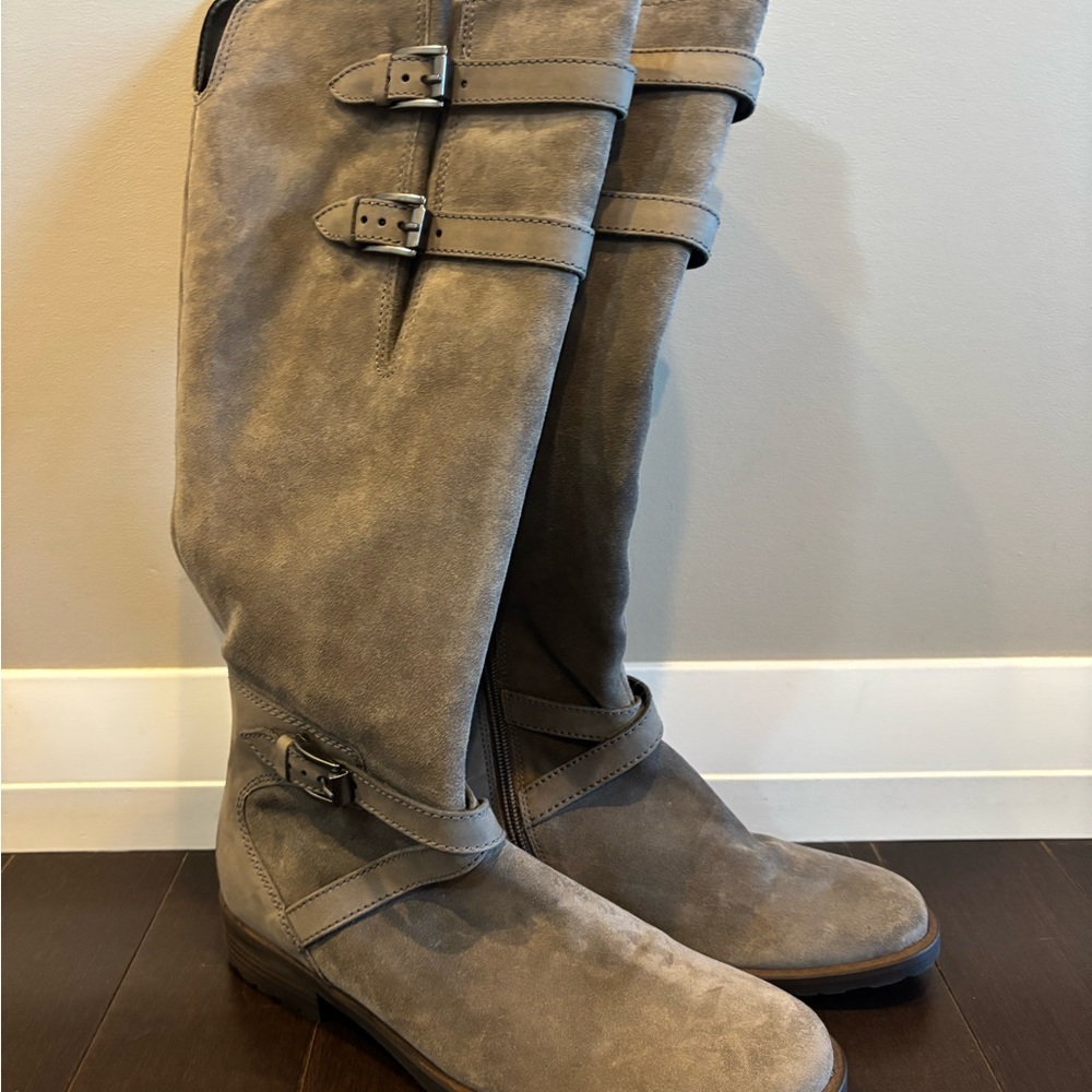 Gabor Taupe Over the Knee Boots with Buckle Detail